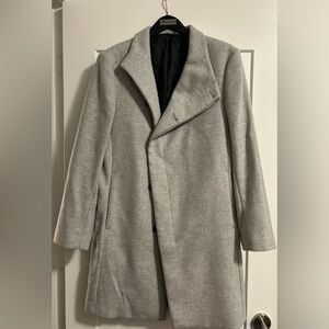 Zara LANIFICIO CANCIOLI Fine Italian Wool Blend Gray Long Coat Jacket